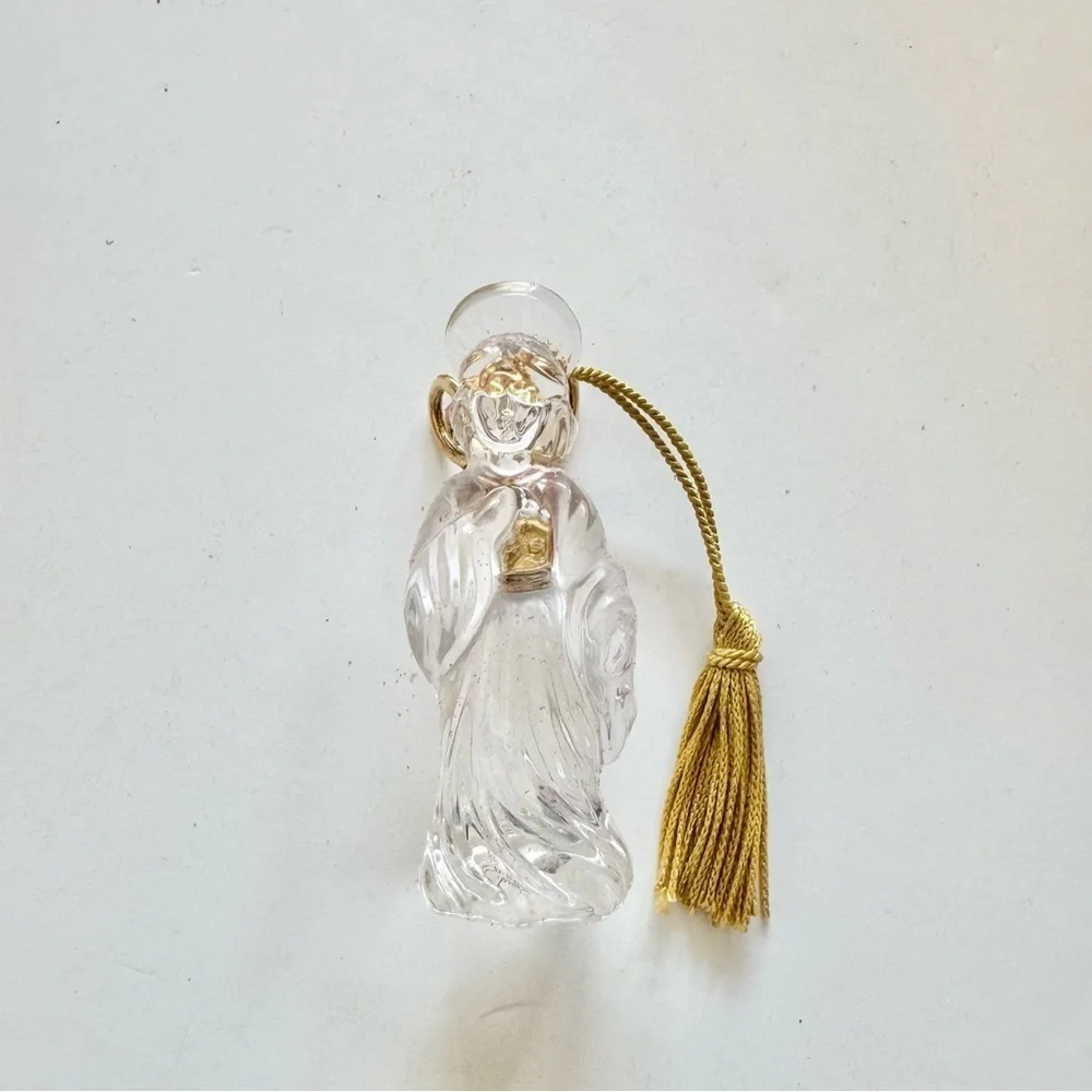 Gorham Crystal Antique Gold Angel Christmas Ornament With Box
